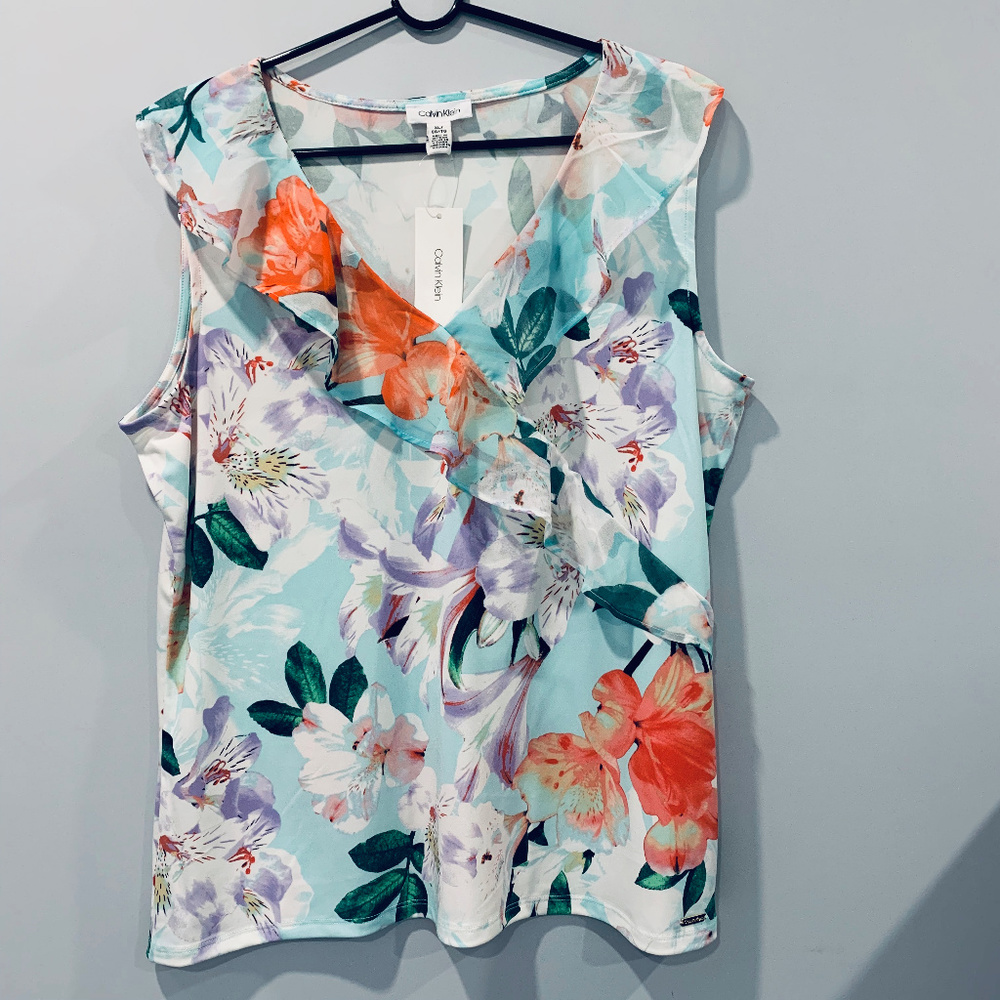 Calvin Klein Sleveless Flower Blouse XL